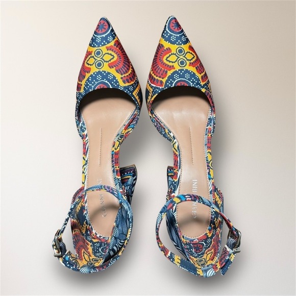 Gianni Bini Bronlynn 9M African Print Block Heel Ankle Strap Pumps Festival - Picture 5 of 9